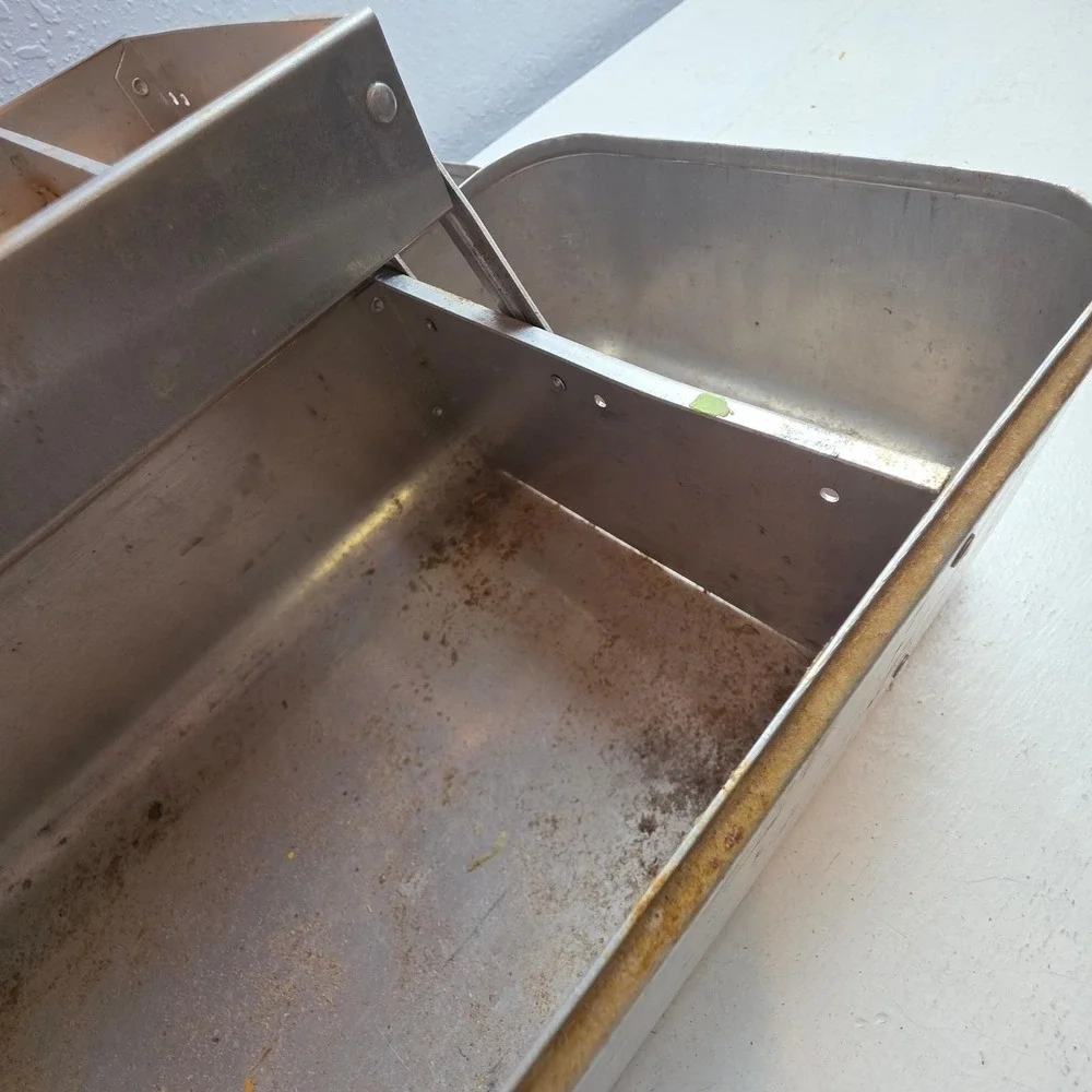 Vintage Aluminum‎ Toolbox Industrial Metal Storage Chest Rustic Patina Handle